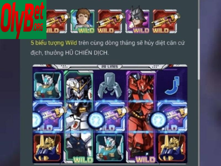 Gundam Slot – Nổ hũ thưởng siêu hấp dẫn tại Olybet 2025 3 Các biểu tượng trong Gundam Slot