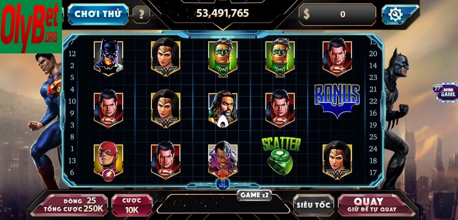 Nổ Hũ Justice Hấp Dẫn Tại Olybet Đông Đảo Người Chơi 2025 2 Giới thiệu game Nổ hũ Justice League Olybet